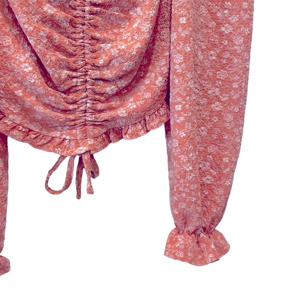 Forever 21 Women's Pink and Orange Crop Blouse - Picture 4 of 6